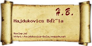 Hajdukovics Béla névjegykártya